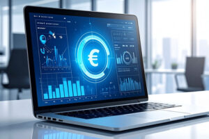 Laptop mit digitalem Banking-Dashboard